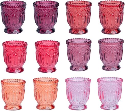 Koyal Wholesale 12 Ombre Blue Votive Candle Holders, Glass Vintage Candle Holders, Bulk Blue Candle Holders Table Decor, Tealight Candle Holders for Wedding Centerpieces Table Party Decor, 3" x 2.75" in Saudi Arabia