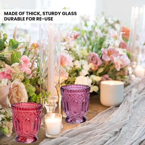 Koyal Wholesale 12 Ombre Blue Votive Candle Holders, Glass Vintage Candle Holders, Bulk Blue Candle Holders Table Decor, Tealight Candle Holders for Wedding Centerpieces Table Party Decor, 3" x 2.75" in Saudi Arabia