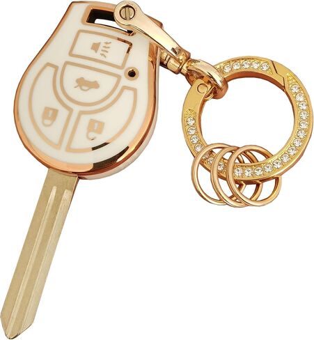 لنيسان مفتاح فوب غطاء بدون مفتاح مفتاح ذكي عن بعد فوب شل مع سلسلة المفاتيح تناسب نيسان سنترا روج كيوب جوك فيرسا NV (أبيض، لنيسان أ) in Kuwait