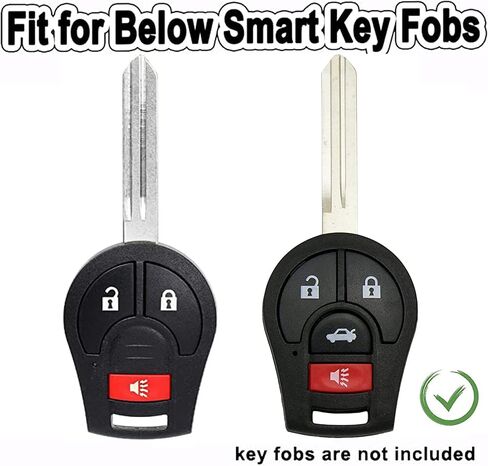 لنيسان مفتاح فوب غطاء بدون مفتاح مفتاح ذكي عن بعد فوب شل مع سلسلة المفاتيح تناسب نيسان سنترا روج كيوب جوك فيرسا NV (أبيض، لنيسان أ) in Kuwait