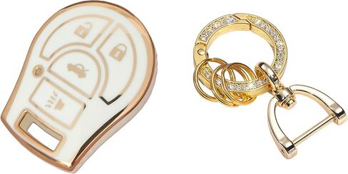 لنيسان مفتاح فوب غطاء بدون مفتاح مفتاح ذكي عن بعد فوب شل مع سلسلة المفاتيح تناسب نيسان سنترا روج كيوب جوك فيرسا NV (أبيض، لنيسان أ) in Kuwait