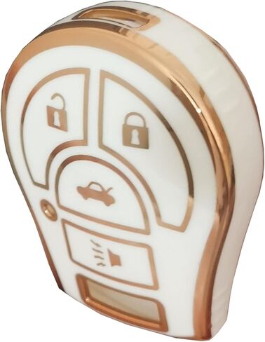 لنيسان مفتاح فوب غطاء بدون مفتاح مفتاح ذكي عن بعد فوب شل مع سلسلة المفاتيح تناسب نيسان سنترا روج كيوب جوك فيرسا NV (أبيض، لنيسان أ) in Kuwait