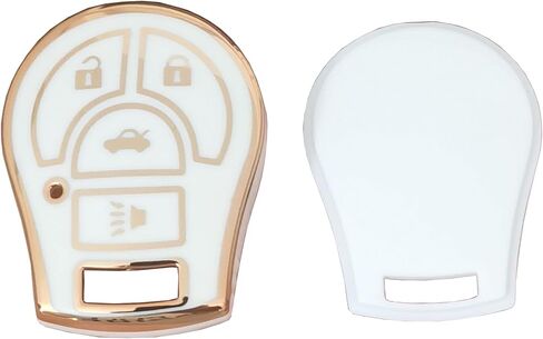 لنيسان مفتاح فوب غطاء بدون مفتاح مفتاح ذكي عن بعد فوب شل مع سلسلة المفاتيح تناسب نيسان سنترا روج كيوب جوك فيرسا NV (أبيض، لنيسان أ) in Kuwait