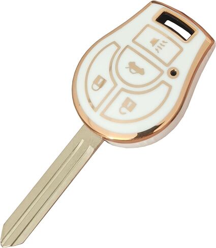 لنيسان مفتاح فوب غطاء بدون مفتاح مفتاح ذكي عن بعد فوب شل مع سلسلة المفاتيح تناسب نيسان سنترا روج كيوب جوك فيرسا NV (أبيض، لنيسان أ) in Kuwait