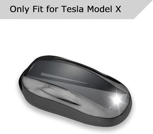 QBUC لغطاء Tesla Key Fob مع سلسلة مفاتيح حافظة حماية ناعمة من مادة TPU متوافقة مع Tesla Model X (أسود) in Kuwait