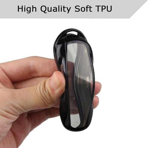 QBUC لغطاء Tesla Key Fob مع سلسلة مفاتيح حافظة حماية ناعمة من مادة TPU متوافقة مع Tesla Model X (أسود) in Kuwait