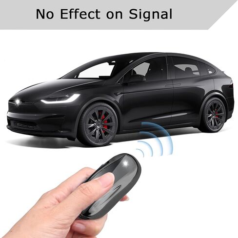 QBUC لغطاء Tesla Key Fob مع سلسلة مفاتيح حافظة حماية ناعمة من مادة TPU متوافقة مع Tesla Model X (أسود) in Kuwait