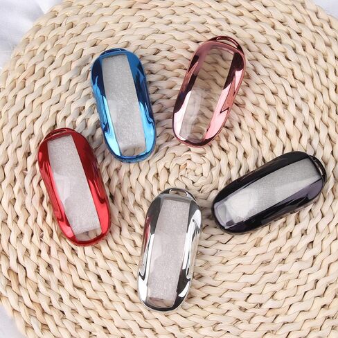 QBUC لغطاء Tesla Key Fob مع سلسلة مفاتيح حافظة حماية ناعمة من مادة TPU متوافقة مع Tesla Model X (أسود) in Kuwait