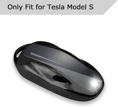 QBUC لغطاء Tesla Key Fob مع سلسلة مفاتيح حافظة حماية ناعمة من مادة TPU متوافقة مع Tesla Model X (أسود) in Kuwait