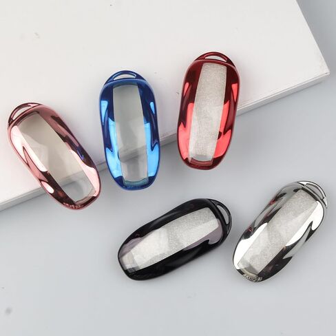 QBUC لغطاء Tesla Key Fob مع سلسلة مفاتيح حافظة حماية ناعمة من مادة TPU متوافقة مع Tesla Model X (أسود) in Kuwait