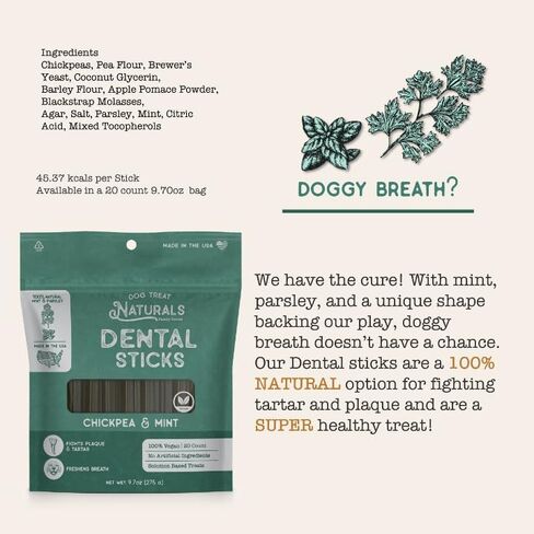 Dental Chew Sticks | Helps Clean Teeth and Easy to Digest Dog Treats | Dog Breath Freshener | Made in USA | 9.7 Ounces (20 Sticks) in Saudi Arabia