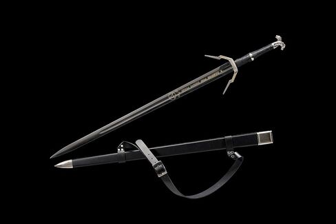 Medieval Handmade Carbon Steel Two Hand Hunting Sword with Real Leather Sheath and Shoulder Strap Xmas Gift Accessories Cosplay Costume Replica in Kuwait