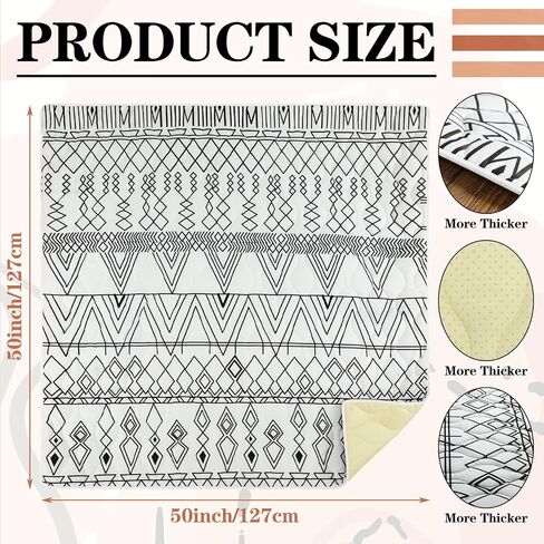 Boho Baby Play Mat for Floor 50" x 50" Foam Playpen Mat Outdoor Baby Mat Foldable Playpen Pad for Baby Infants Toddler Kids(Geometric) in Saudi Arabia
