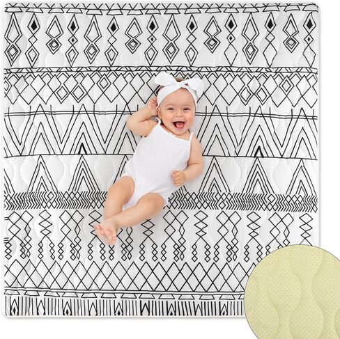 Boho Baby Play Mat for Floor 50" x 50" Foam Playpen Mat Outdoor Baby Mat Foldable Playpen Pad for Baby Infants Toddler Kids(Geometric) in Saudi Arabia