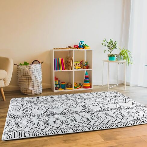 Boho Baby Play Mat for Floor 50" x 50" Foam Playpen Mat Outdoor Baby Mat Foldable Playpen Pad for Baby Infants Toddler Kids(Geometric) in Saudi Arabia