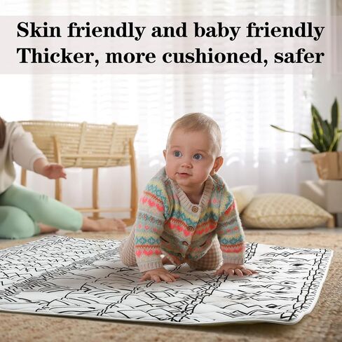 Boho Baby Play Mat for Floor 50" x 50" Foam Playpen Mat Outdoor Baby Mat Foldable Playpen Pad for Baby Infants Toddler Kids(Geometric) in Saudi Arabia