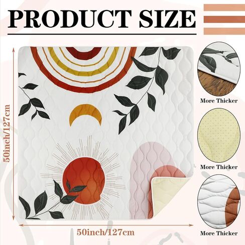 Boho Baby Play Mat for Floor 50" x 50" Foam Playpen Mat Outdoor Baby Mat Foldable Playpen Pad for Baby Infants Toddler Kids(Geometric) in Saudi Arabia