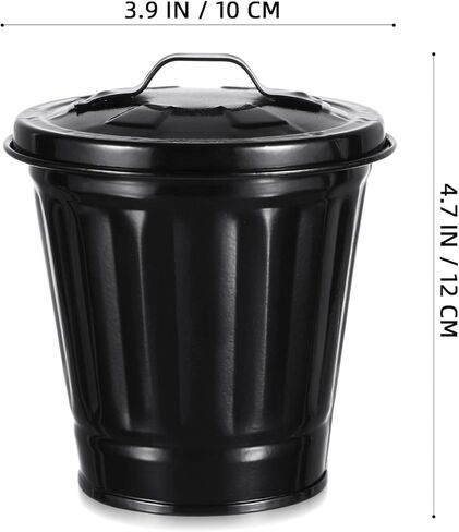 POPETPOP Mini Trash Can with Lid- Tiny Desktop Wastebasket Metal Garbage Bin Pen Holder Flowerpot Small Buckets Organizer for Home Office Kitchen in Saudi Arabia