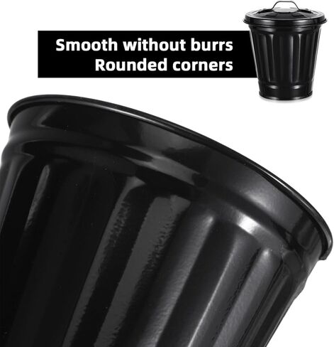 POPETPOP Mini Trash Can with Lid- Tiny Desktop Wastebasket Metal Garbage Bin Pen Holder Flowerpot Small Buckets Organizer for Home Office Kitchen in Saudi Arabia