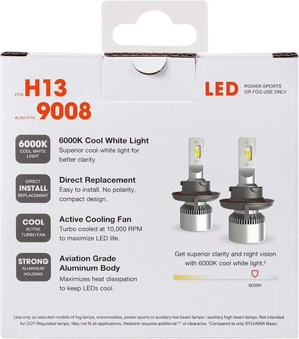 SYLVANIA H13 9008 LED Powersport Headlight Bulbs for Off-Road Use or Fog Lights - 2 Pack in Saudi Arabia