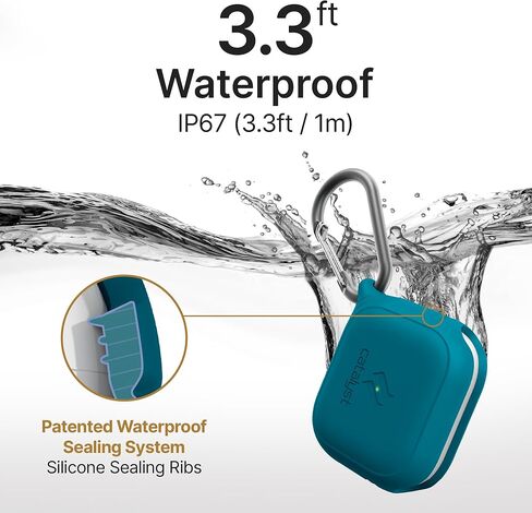 حافظة Catalyst المقاومة للماء لأجهزة AirPods الجيل الثالث - حافظة AirPods الجيل الثالث المتوافقة مع الشحن اللاسلكي وUSB-C، حافظة AirPod للحماية من السقوط الجيل الثالث تصميم قطعة واحدة مع حلقة تسلق in Kuwait
