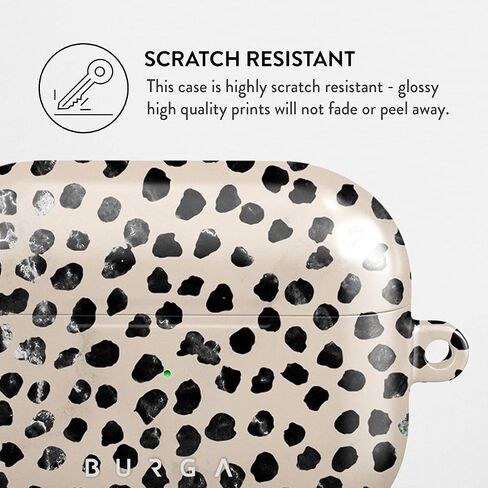 Burga Airpod Hardcase Compatible with Apple Airpods 2 & 1 Charging Case, Black Polka Dots Pattern Nude Almond Latte Fashion Cute for Girls, Protective Hard Plastic Case in Saudi Arabia