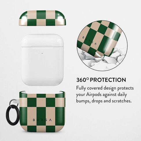 Burga Airpod Hardcase Compatible with Apple Airpods 2 & 1 Charging Case, Black Polka Dots Pattern Nude Almond Latte Fashion Cute for Girls, Protective Hard Plastic Case in Saudi Arabia