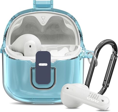 [قفل آمن] حافظة شفافة لهاتف JBL Tune Flex متوافقة مع سماعات الأذن JBL Tune Flex True اللاسلكية المانعة للضوضاء وغطاء واقٍ مضاد للخدش مع سلسلة مفاتيح (شفاف) in Kuwait