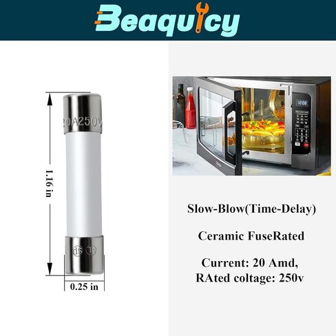 Beaquicy Microwave Fuse 20 Amp 250V Ceramic Fuse Cartridge Fuse Slow-Blow WB27X10388 Replacement for G-E Ken-More Microwave (5-Pack) in Saudi Arabia
