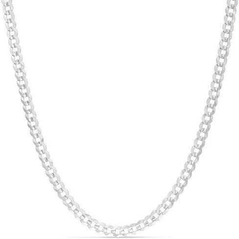 ARGENTO REALE 925 Sterling Silver Solid Curb Chain Necklace,3MM-8MM Curb Link, Men and Women Silver Necklace- 20 22 24 30 in Kuwait