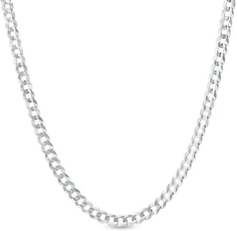 ARGENTO REALE 925 Sterling Silver Solid Curb Chain Necklace,3MM-8MM Curb Link, Men and Women Silver Necklace- 20 22 24 30 in Kuwait