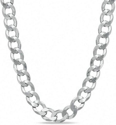 ARGENTO REALE 925 Sterling Silver Solid Curb Chain Necklace,3MM-8MM Curb Link, Men and Women Silver Necklace- 20 22 24 30 in Kuwait