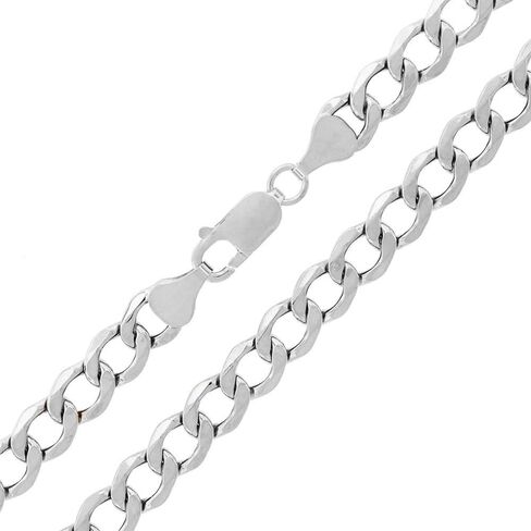 ARGENTO REALE 925 Sterling Silver Solid Curb Chain Necklace,3MM-8MM Curb Link, Men and Women Silver Necklace- 20 22 24 30 in Kuwait