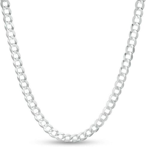 ARGENTO REALE 925 Sterling Silver Solid Curb Chain Necklace,3MM-8MM Curb Link, Men and Women Silver Necklace- 20 22 24 30 in Kuwait
