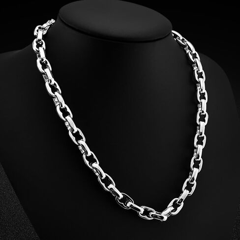 s925 Sterling Silver Rolo Cable Chain Necklace Dainty Unique Punk Layering Chain Chunky Necklace For Men&Woman T/O Clasp in Saudi Arabia