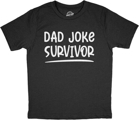 Youth Dad Joke Survivor Tshirt Funny Fathers Day Son Daughter Hilarious Graphic Novelty Tee in Saudi Arabia