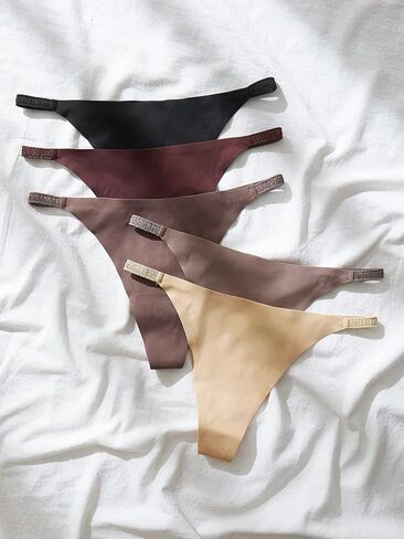 مجموعة ملابس داخلية نسائية من GORGLITTER بدون خياطة مكونة من 5 قطع G String Thong بدون عرض in Saudi Arabia