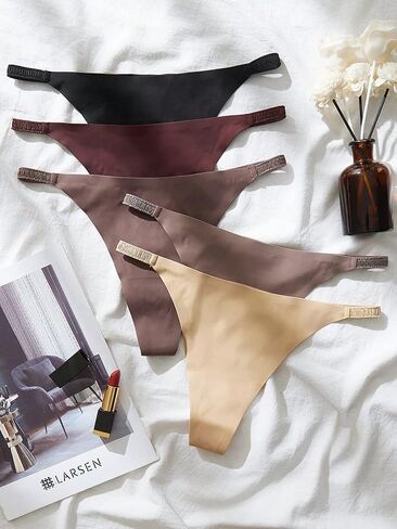 مجموعة ملابس داخلية نسائية من GORGLITTER بدون خياطة مكونة من 5 قطع G String Thong بدون عرض in Saudi Arabia