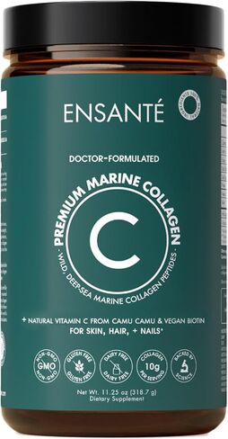 ENSANTE Multi Collagen Peptides Powder: Marine Collagen with Vitamin C & Biotin for Hair Skin Nail Joint Gut Health, Liquid Collagen for Women Men, Collagen Powder, Collagen Supplements, Colageno in Saudi Arabia