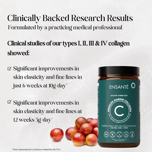 ENSANTE Multi Collagen Peptides Powder: Marine Collagen with Vitamin C & Biotin for Hair Skin Nail Joint Gut Health, Liquid Collagen for Women Men, Collagen Powder, Collagen Supplements, Colageno in Saudi Arabia