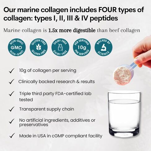 ENSANTE Multi Collagen Peptides Powder: Marine Collagen with Vitamin C & Biotin for Hair Skin Nail Joint Gut Health, Liquid Collagen for Women Men, Collagen Powder, Collagen Supplements, Colageno in Saudi Arabia