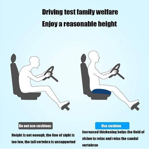 Car Booster Seat Cushion Raise The Height for Short People Driving Hip (Tailbone) and Lower Cack Fatigue Relief Suitable for Trucks, Cars, SUVs, Office Chairs, Wheelchairs (Black and Gray) in Saudi Arabia