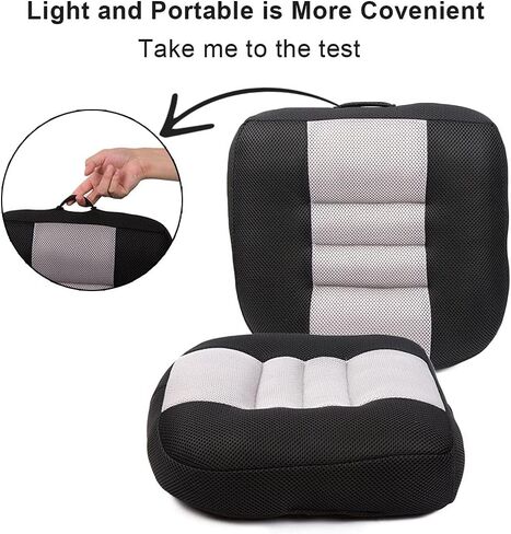 Car Booster Seat Cushion Raise The Height for Short People Driving Hip (Tailbone) and Lower Cack Fatigue Relief Suitable for Trucks, Cars, SUVs, Office Chairs, Wheelchairs (Black and Gray) in Saudi Arabia