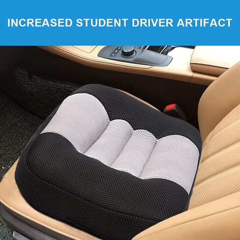 Car Booster Seat Cushion Raise The Height for Short People Driving Hip (Tailbone) and Lower Cack Fatigue Relief Suitable for Trucks, Cars, SUVs, Office Chairs, Wheelchairs (Black and Gray) in Saudi Arabia
