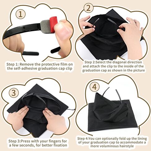 Graduation Cap Headband Black Graduation Cap Holder Hairband Graduation Hat Secure Hair Accessories for Graduates Students Women Men in Kuwait