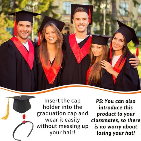 Graduation Cap Headband Black Graduation Cap Holder Hairband Graduation Hat Secure Hair Accessories for Graduates Students Women Men in Kuwait