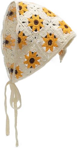 ZLYC Women Cotton Triangle Head Scarf Crochet Hair Bandanas Handmade Kint Turban in Kuwait