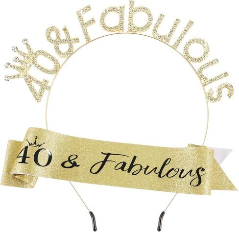 مجموعة وشاح وتاج عيد الميلاد الخمسين باللون الذهبي 50 وعصابة رأس رائعة لعيد الميلاد تاج زينة عيد الميلاد الخمسين للنساء هدايا عيد الميلاد الخمسين لزينة حفلات عيد ميلاد سعيد عمرها 50 عامًا in Kuwait