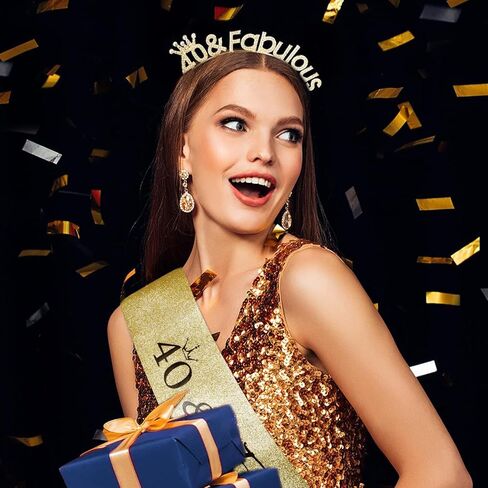 مجموعة وشاح وتاج عيد الميلاد الخمسين باللون الذهبي 50 وعصابة رأس رائعة لعيد الميلاد تاج زينة عيد الميلاد الخمسين للنساء هدايا عيد الميلاد الخمسين لزينة حفلات عيد ميلاد سعيد عمرها 50 عامًا in Kuwait