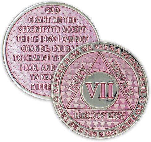 7 Year Sobriety Coin | Legacy AA Chip | Thick Triplate Recovery Anniversary Token (Aqua) in Saudi Arabia